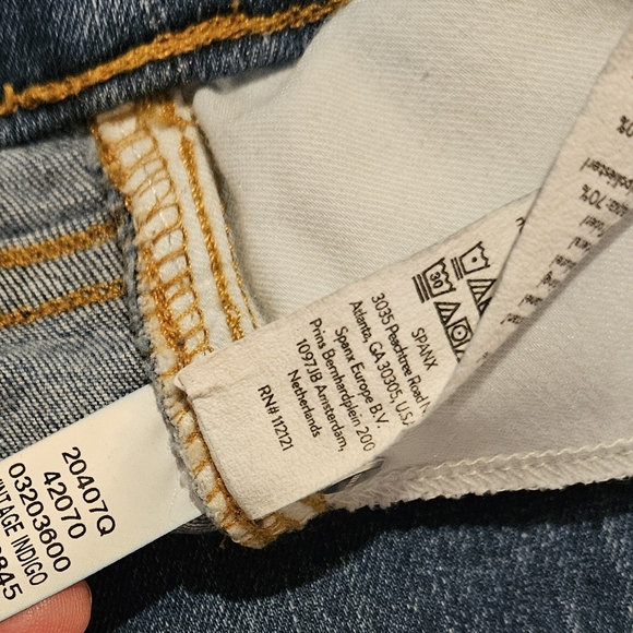 Spanx Seamed Front Wide Leg Retro 1970s style, Vintage Indigo Wash Pull On, L - Picture 10 of 13